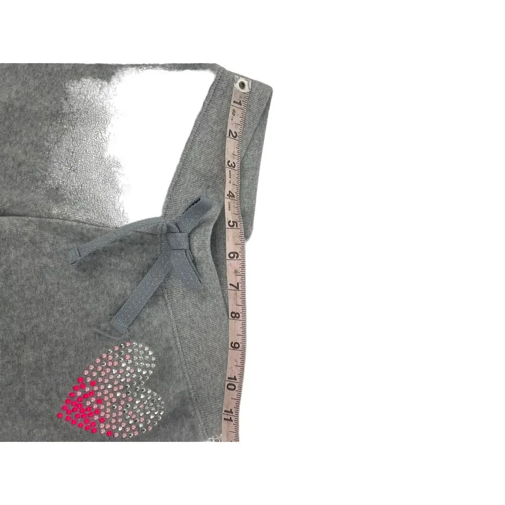 Girls' Gray Heart Embellished Track Sweatpants Youth